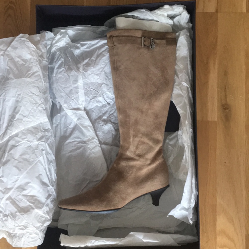 Prada knee high suede boots